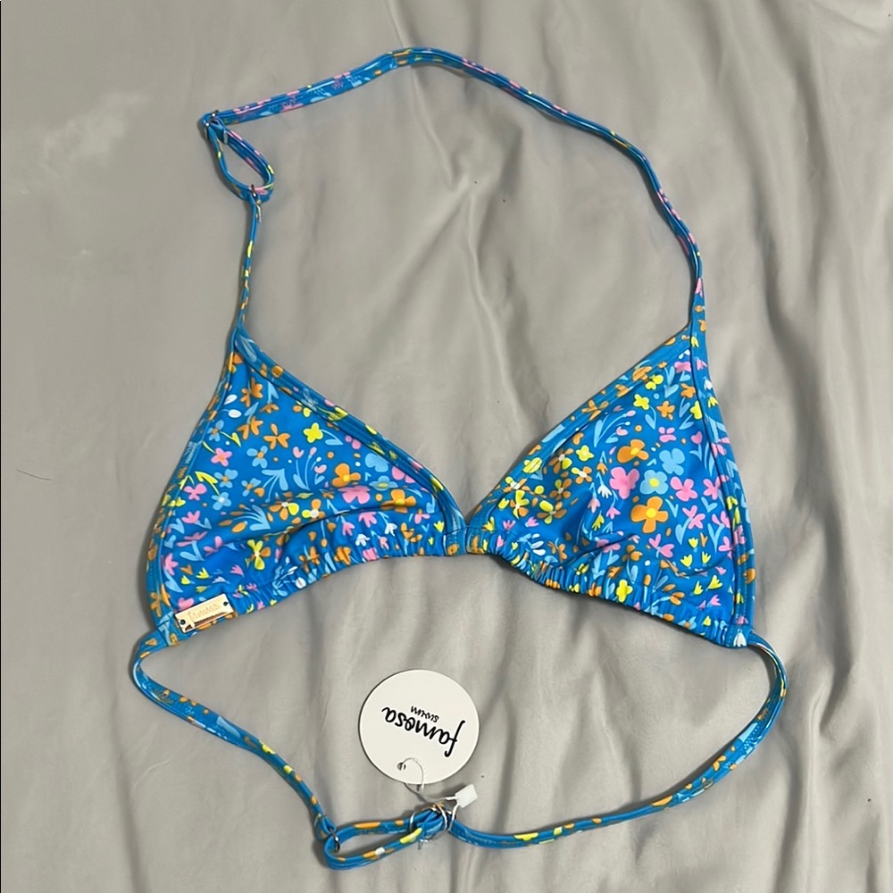 Farm Rio Blue Floral Bikini Top